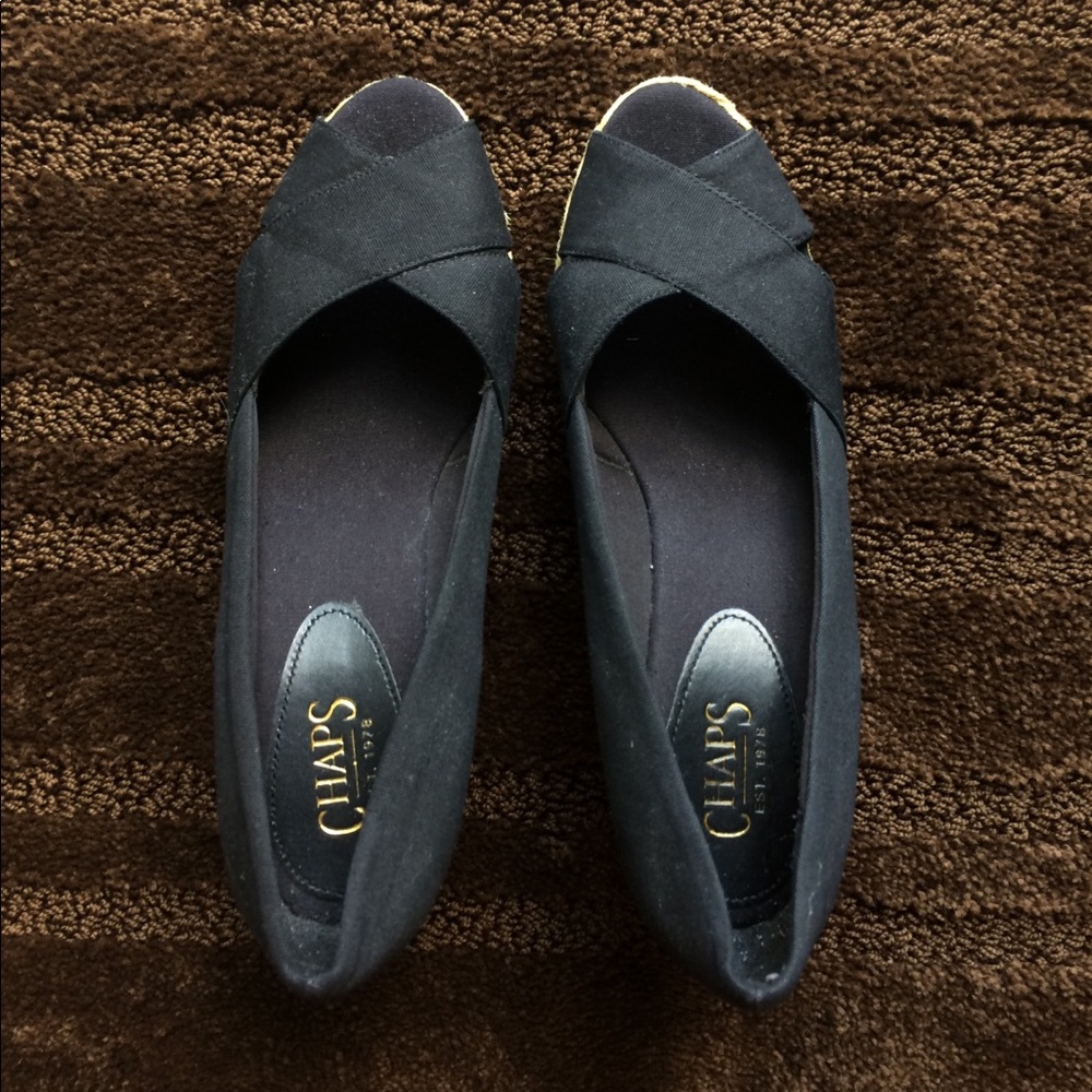 Chaps black wedges